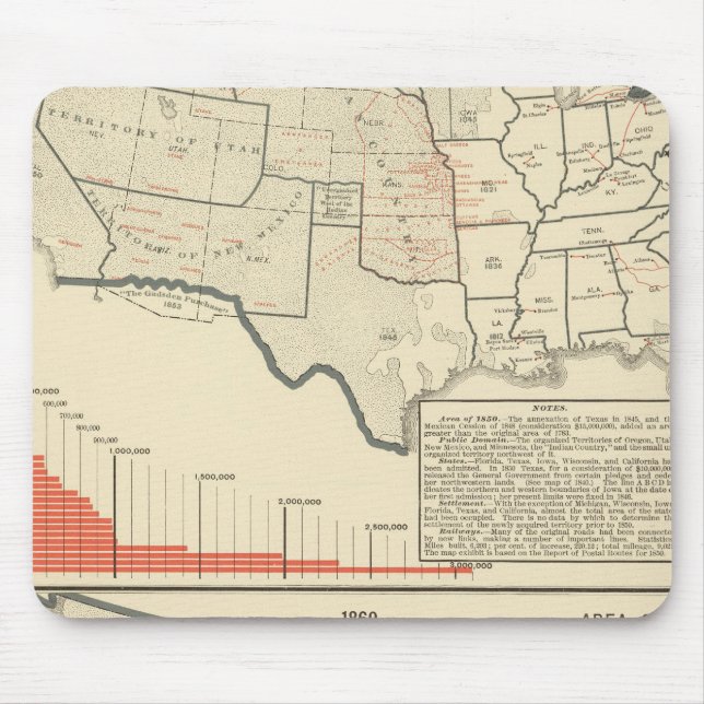 Mousepad Mapas litográficos de duas cores dos Estados Unido (Frente)