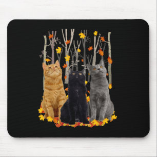 Mousepad Maple Cat Leaf Fall Hello Autumn Fun Gatinho