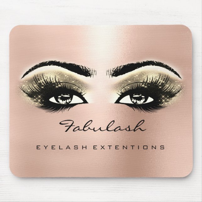 Mousepad Maquiagem da Bela Lashes do Nome da Litter Dourada (Frente)