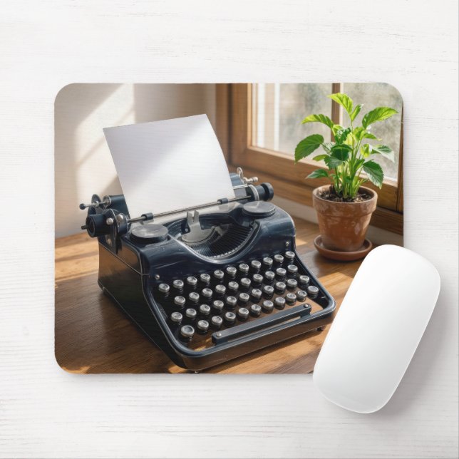 Mousepad Máquina de Escrever Antiga com Folha de Papel em B (Com mouse)