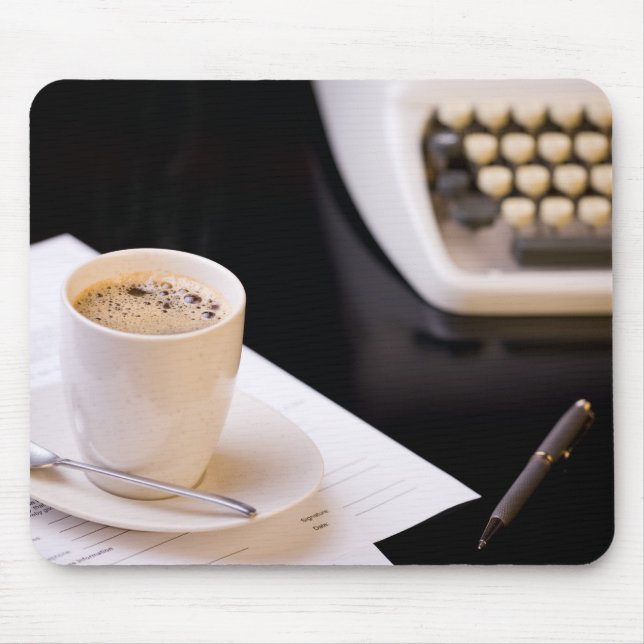 Mousepad Máquina de escrever e um café (Frente)