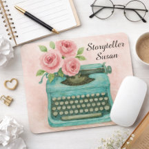Máquina de Escrever Vintage Aquarela Rosa 
