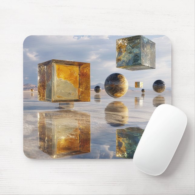 Mousepad Maravilhas Geométricas Flutuantes Sobre a Água (Com mouse)