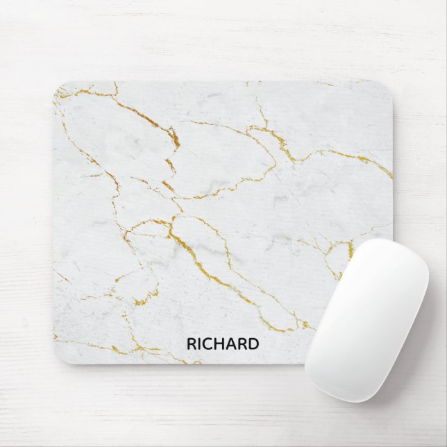 Mousepad Marble Branco (Com mouse)
