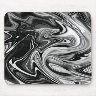 Mousepad Marble Elegante 7 - Preto e Branco Líquido
