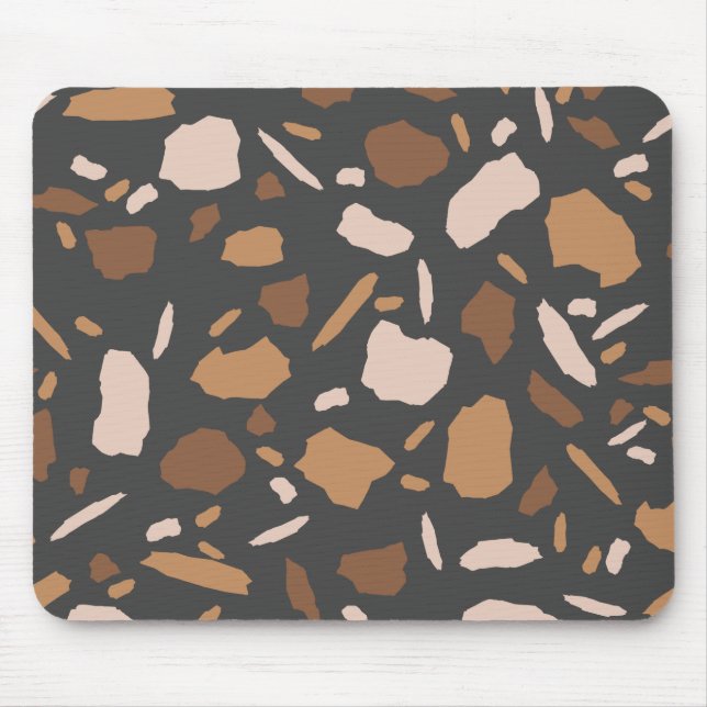 Mousepad Marbre Terrazzo Marrom, Bege, Bege Claro e Cinza (Frente)