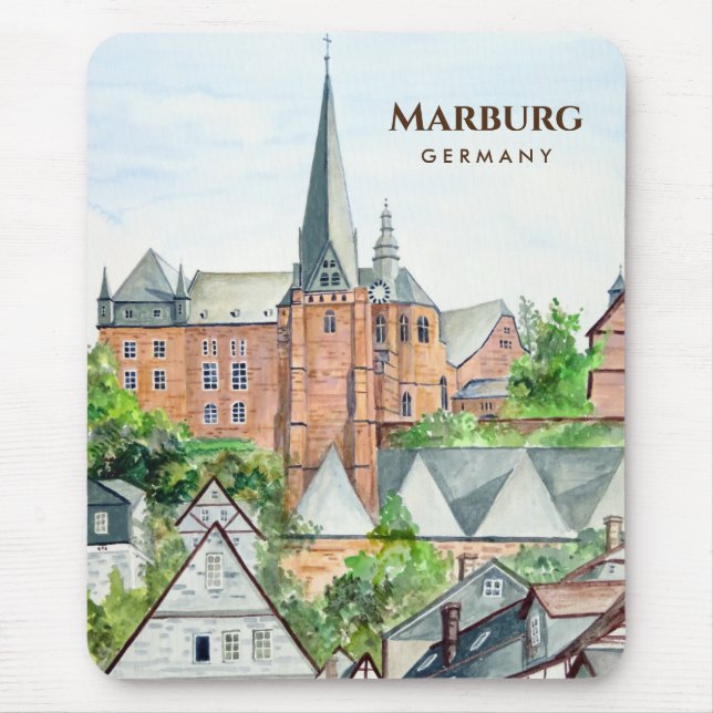 Mousepad Marburg Altstadt Alemanha Townscape Painting (Frente)