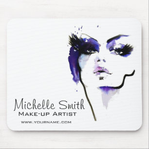 Mousepad Marca do artista de maquiagem de aquarela roxa