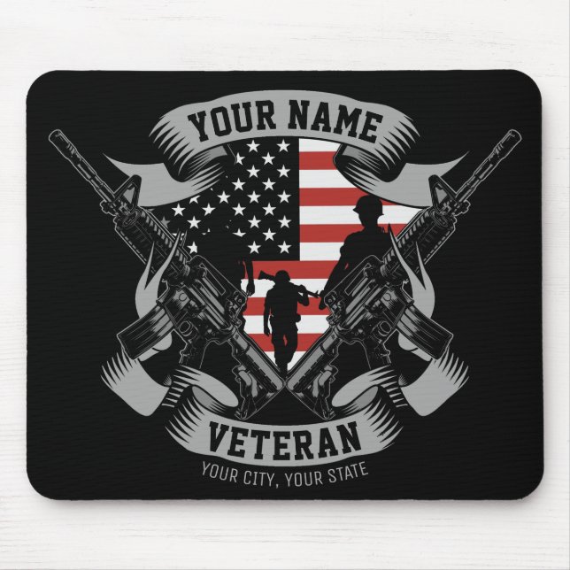 Mousepad Marca Personalizada Americana Veterana Orgulhosa V (Frente)