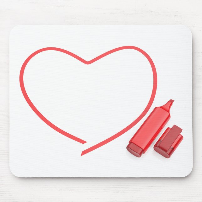 Mousepad Marcador vermelho e coração vermelho (Frente)