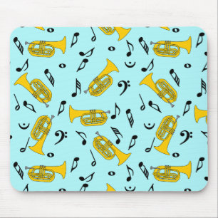 Mousepad Marching Baritone Music Notes Bass Clefs