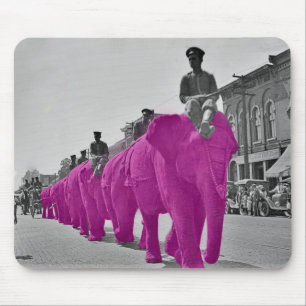 Mousepad Março do Circo de Elefante Rosa da Década de 1920