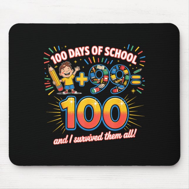 Mousepad Marco Escolar de 100 Dias de Aprendizado Design Pr (Frente)