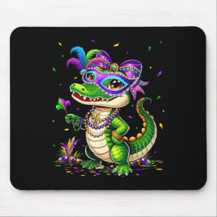 Mousepad Mardi Gras Alligator Mardigator Bonito Menina