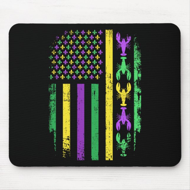 Mousepad Mardi Gras - Bandeira Americana Com Peixe-Giro Nov (Frente)