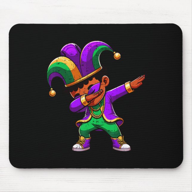Mousepad Mardi Gras Black Boys Dabbing Funny Outfit Jester (Frente)