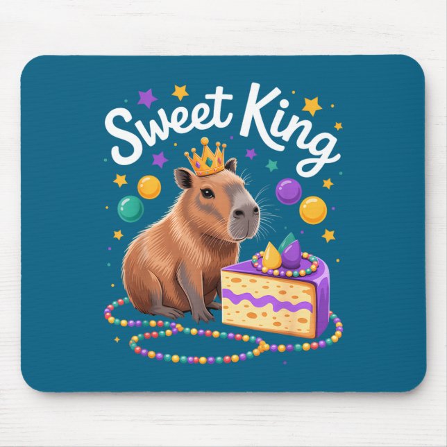 Mousepad Mardi gras capivara coroa de bolo rei doce carnava (Frente)