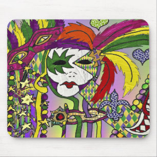 Mousepad Mardi Gras Feather Máscaras Psicodélicas Oferece R