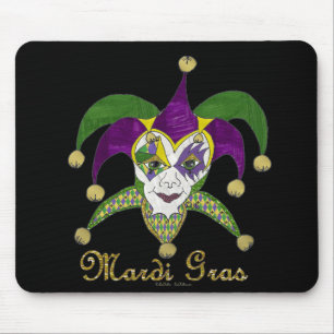 Mousepad Mardi Gras Jesters Mask colorido