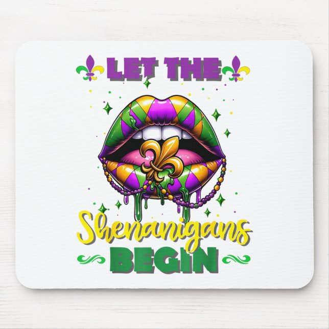 Mousepad Mardi Gras Let The Shenanigans Begin Lips Kids Men (Frente)