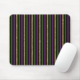 Mousepad Mardi Gras Linhas Verticais Brilho Dourado NOLA