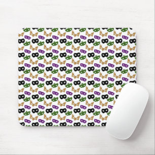 Mousepad Mardi Gras Mask Purple Green Faux Dourado Black