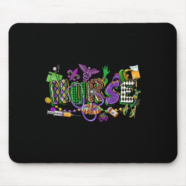 Mousepad Mardi Gras Nurse Parade Carnaval Icu Rn Enfermagem (Frente)