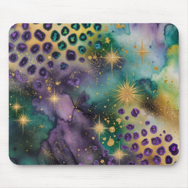 Mousepad Mardi Gras Purple e Green Leo Vibes (Frente)
