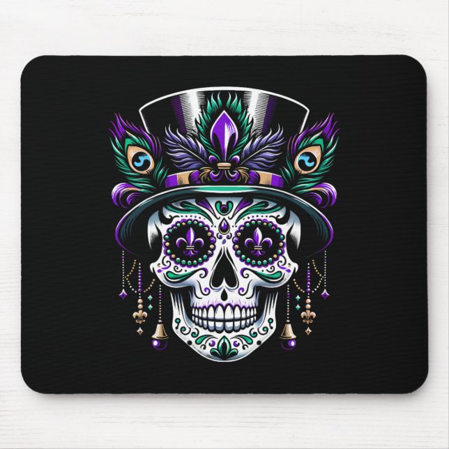 Mousepad Mardi Gras Skull Top Hat New Orleans WitDoctor (Frente)