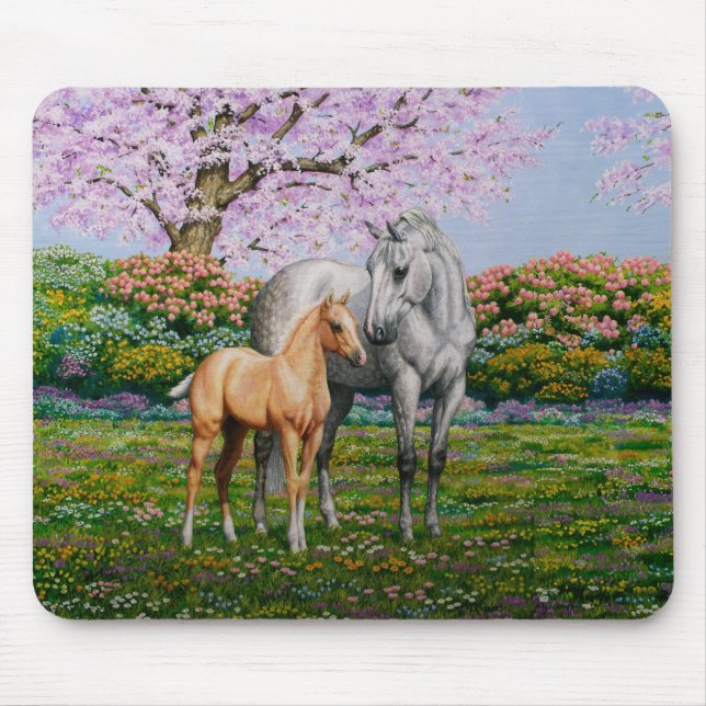 Mousepad Mare Palomino Foal, Cinza de ananás (Frente)