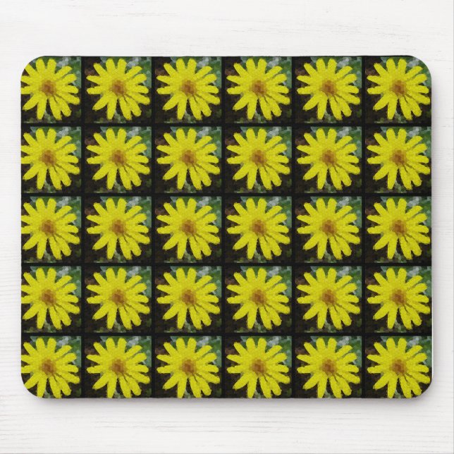 Mousepad Margarida Amarela Cheery - Azulejos Mosaicos (Frente)