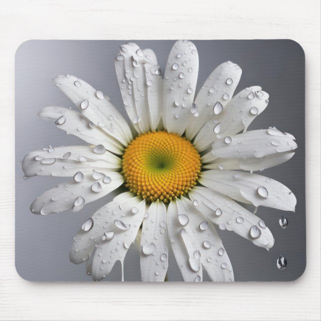 Mousepad Margarida Branca Com Gotas De Chuva (Frente)