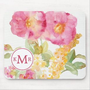 Mousepad Margarida branca do monograma no azul