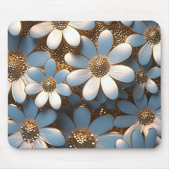 Mousepad Margarida Branca e Dourada 3D (Frente)