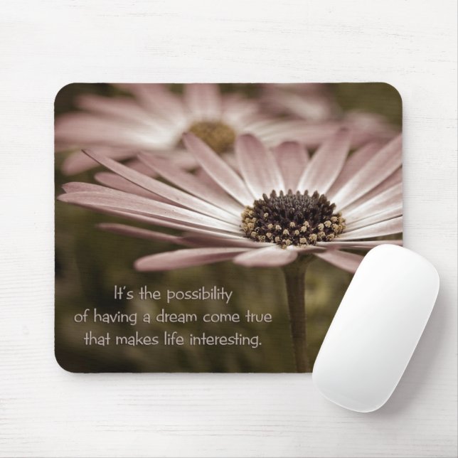 Mousepad Margarida Rosa Com Citação (Com mouse)