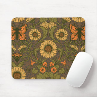Mousepad Margaridas Art Nouveau em azul e amarelo
