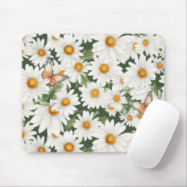 Mousepad Margaridas e Borboletas Aquarelas