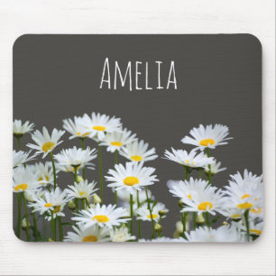 Mousepad Margaridas em Cinza Personalizado
