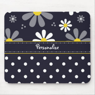 Mousepad Margaridas femininos e bolinhas da modificação c