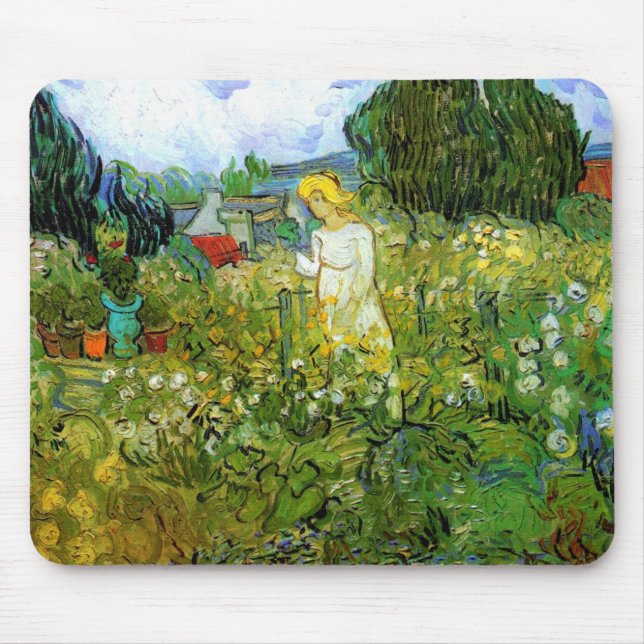 Mousepad Marguerite Gachet em Jardim por Vincent van Gogh (Frente)
