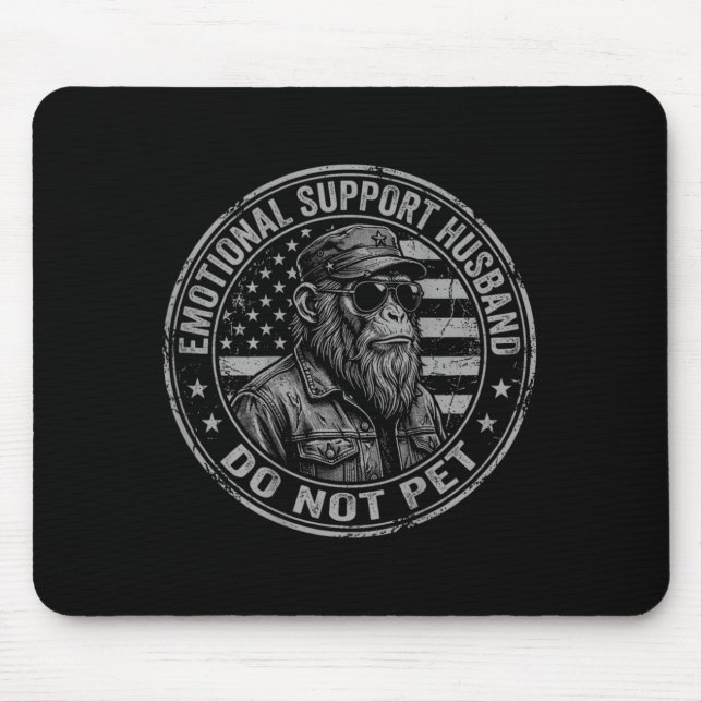 Mousepad Marido de Apoio Emocional Não Acaricie Macaco Engr (Frente)