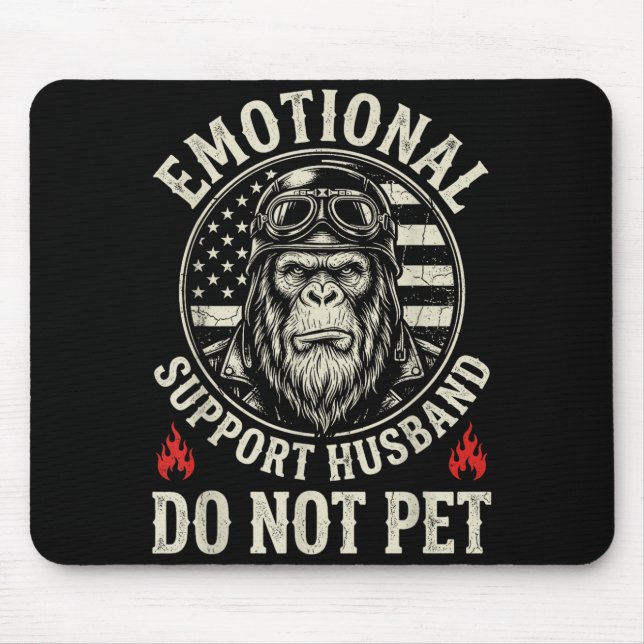 Mousepad Marido de apoio emocional não acaricie macaco engr (Frente)