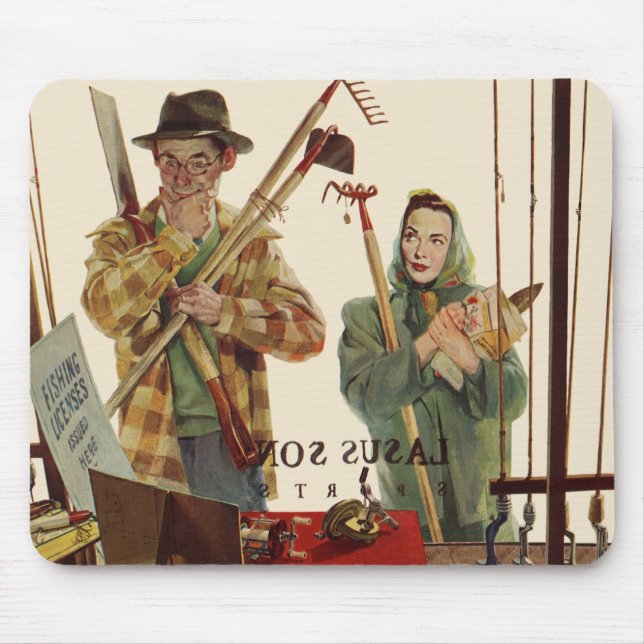 Mousepad Marido e Mulher Antigos com Ferramentas de Jardina (Frente)