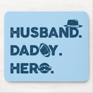 Mousepad Marido. Pai. Herói. Gráfico Retroativo