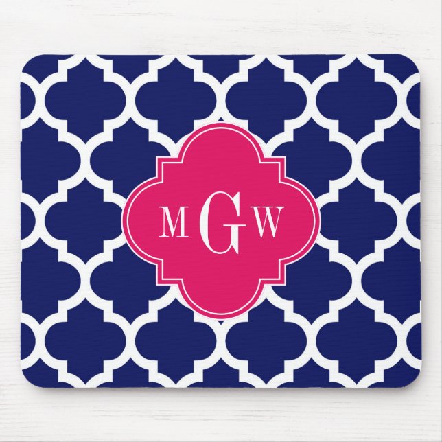 Mousepad Marinha Branca Marroquina #5 Framboesa 3 Monograma (Frente)