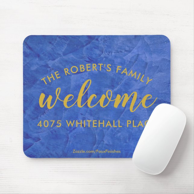 Mousepad Marinha Moderna e Nome Personalizado em Dourado (Com mouse)