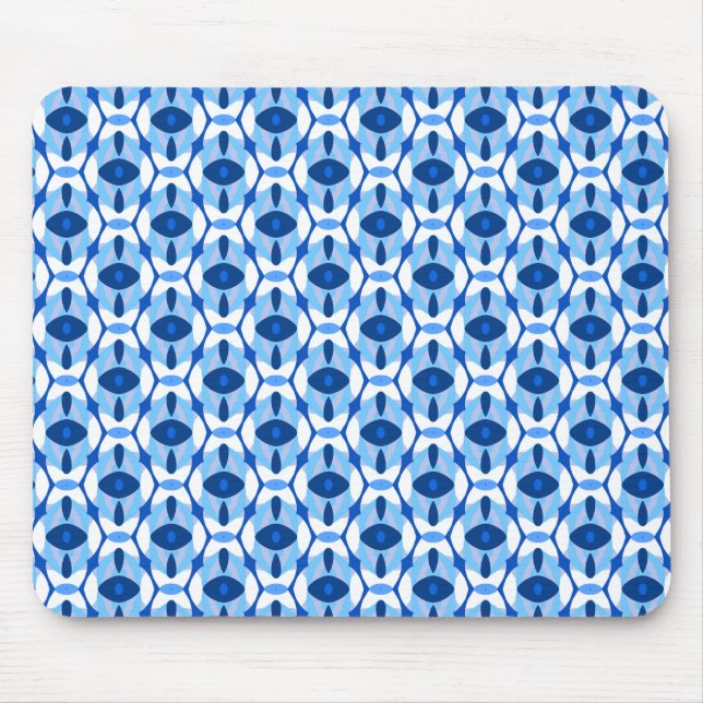 Mousepad Marinho Azul e Azul Claro Abstrato Geométrico (Frente)