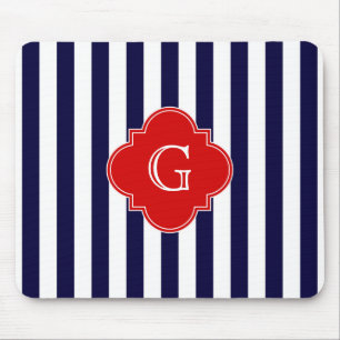 Mousepad Marinho Azul Greve Branca Vermelha Quatrefoil Mon