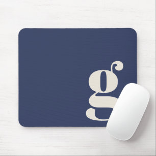 Mousepad Marinho Azul Minimalista Monograma Retroativo Inic