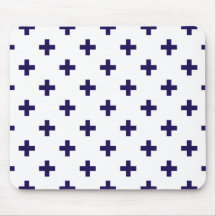 Marinho azul polka cruza em branco